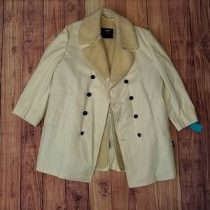 VTG London Fog Cream Wool Lined Trench Size 44